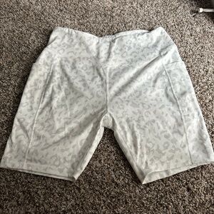 White Leopard-Print Women's Athletic Shorts